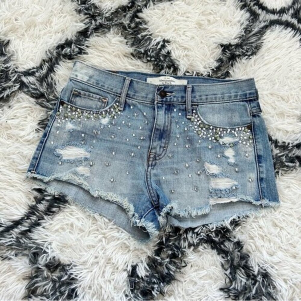 Abercrombie and Fitch Crystal Denim Jean Shorts (c)